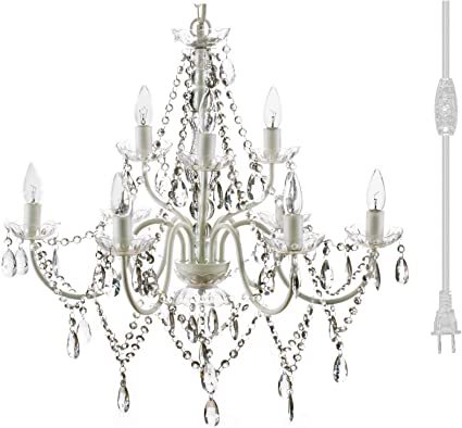 Large White Chandelier with crystals