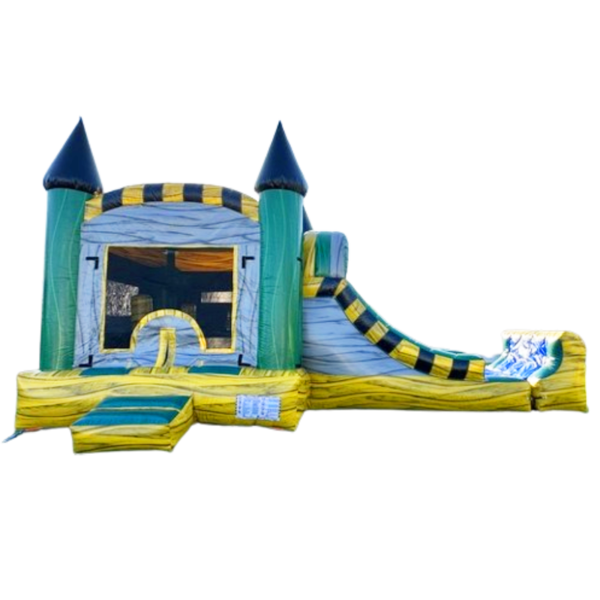 [13’x27’] Marble Yellow Bounce House With Double Slides