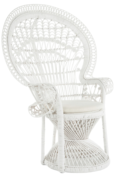 White Wicker Peacock Chair