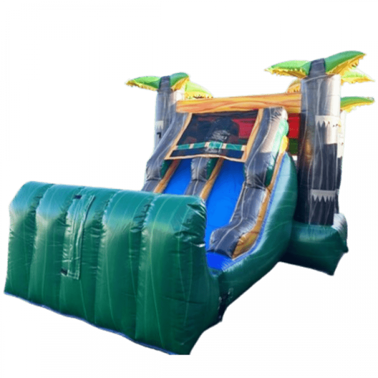 13’x31’ Tropical Palmtrees Marble Green Bounce House with 