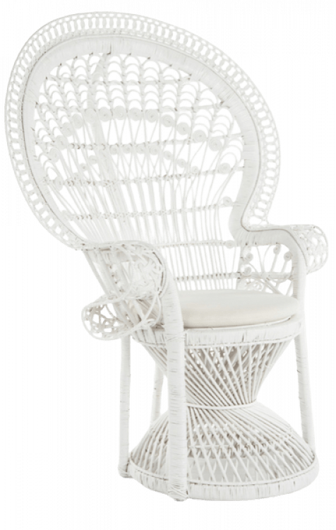 White Wicker Peacock Chair