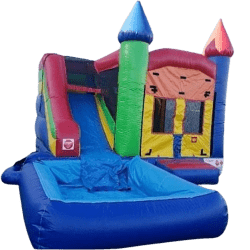 14'x14' Multicolor Mini Combo Bounce House Waterslide