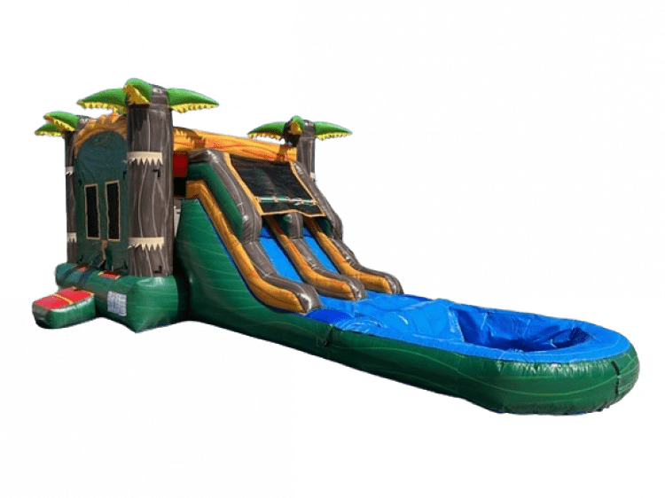 13’x31’ Tropical Palmtrees Marble Green Bounce House with 