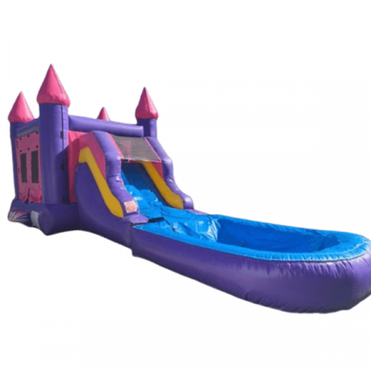 13'x22' Pink & Purple Bounce House Waterslide Combo