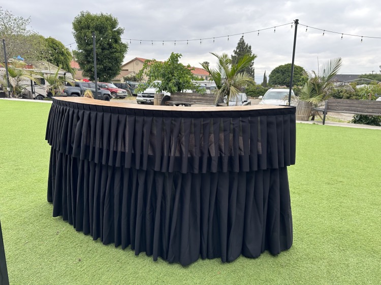 7ft Serpentine Bar Table with skirting (Black)
