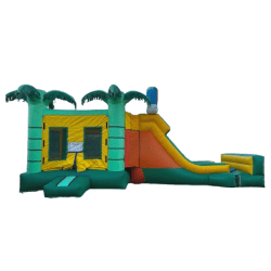 13'x35' Tropical Palmtrees Bounce House with Double Slides