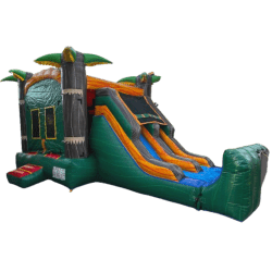 13’x31’ Tropical Palmtrees Marble Green Bounce House with 