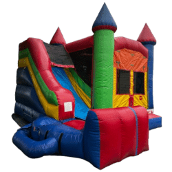 14'x14' Multicolor Mini Combo Bounce House with Slide