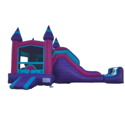 13’x30’ Pink, Cyan, and Purple Marble Bounce House with Slide