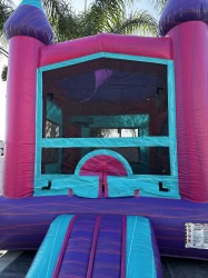IMG 8890 1770323544 13’x30’ Pink, Cyan, and Purple Marble Bounce House with Slide