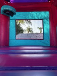 IMG 8891 1770323545 13’x30’ Pink, Cyan, and Purple Marble Bounce House with Slide